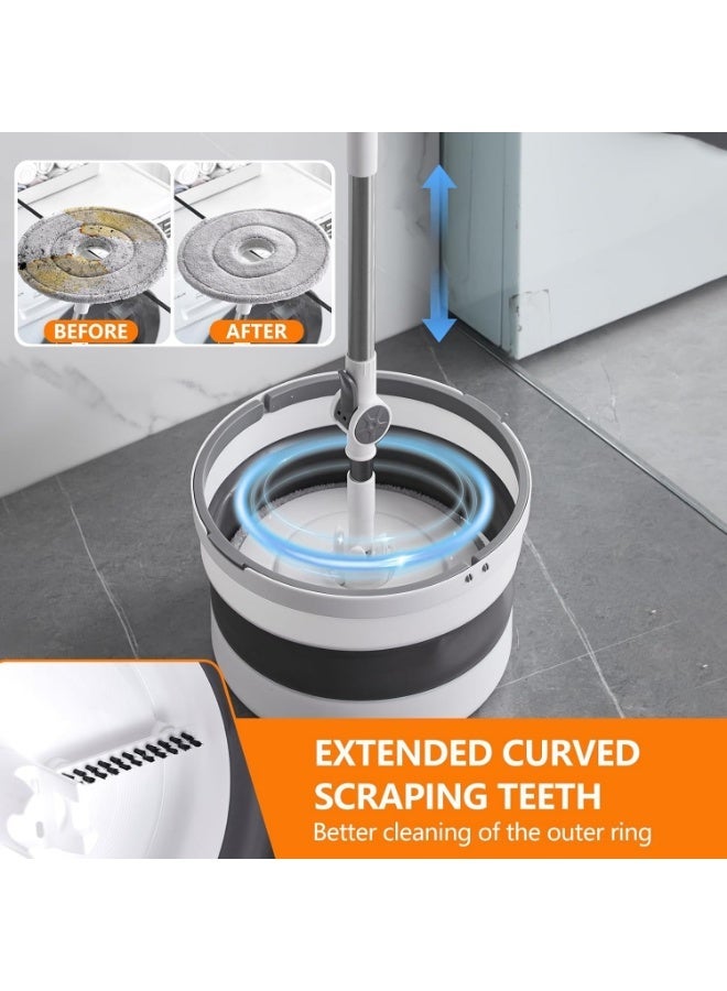 إيسي طقم دلو ممسحة، دلو قابل للطي مع تصميم ممسحة دوّارة وممسحة مسطّحة، يتضمن 3 وسادات ممسحة قابلة للاستبدال لتنظيف الأرضيات بعمق - Image 2